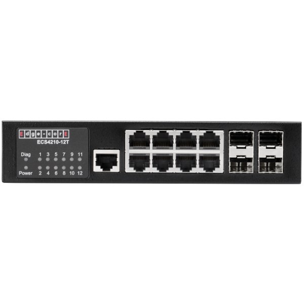 ECS4210-12T - 8 port 10/100/1000T + 4 port 100/1000 SFP Uplink L2+ Yönetilebilir PoE Switch