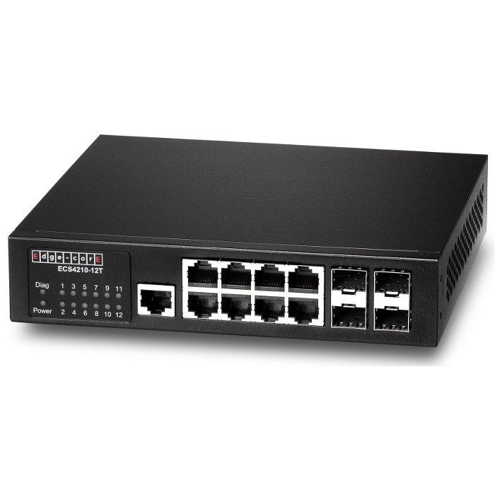 ECS4210-12T - 8 port 10/100/1000T + 4 port 100/1000 SFP Uplink L2+ Yönetilebilir PoE Switch