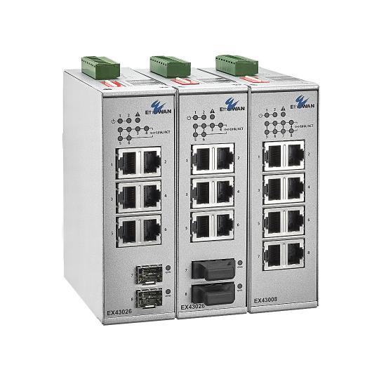 EX43026-2A-1A - 8 port 10/100TX + 2 Port 100 FX SM Yönetilemez Endüstriyel Switch