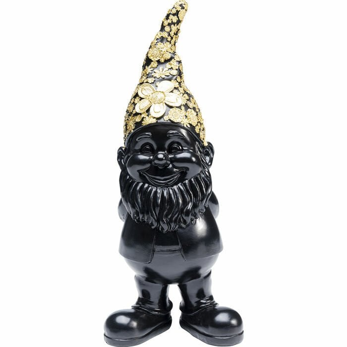 Gnome Standing Black Gold Dekoratif Figür