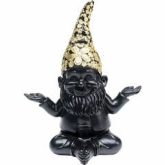 Gnome Meditation Black Gold Dekoratif Figür