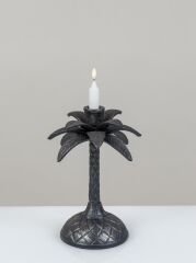 Palmiye Model Metal Şamdan Siyah