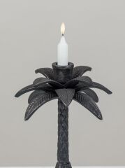 Palmiye Model Metal Şamdan Siyah
