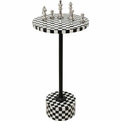 Side Table Domero Chess Black White Sehpa