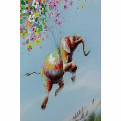 Flying Elephant In Day Ahşap Tablo 80x100 cm