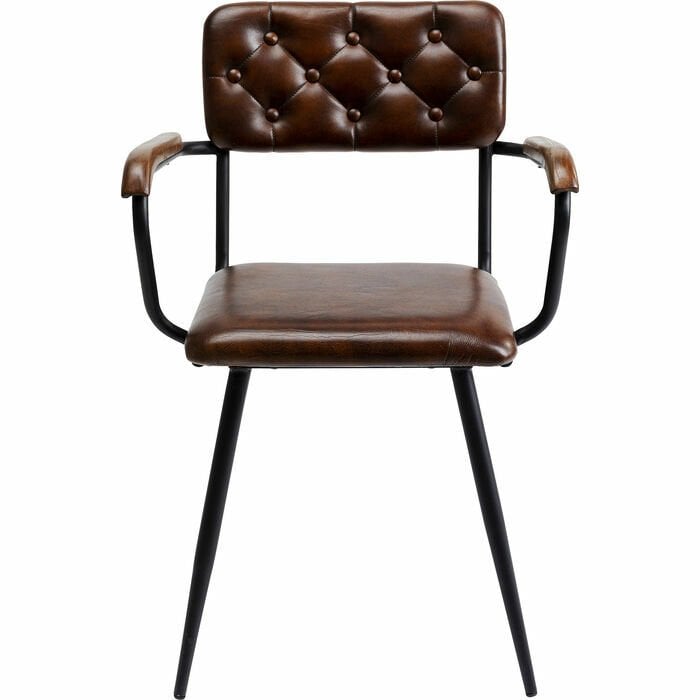 Chair with Armrest Salsa Leather Brown Sandalye