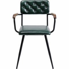 Chair with Armrest Salsa Leather Dark Green Çalışma Sandalyesi