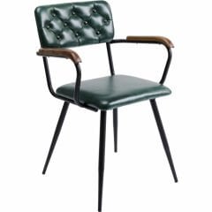 Chair with Armrest Salsa Leather Dark Green Çalışma Sandalyesi