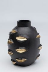 Vase Golden Lips - Black/Gold 20 Cm