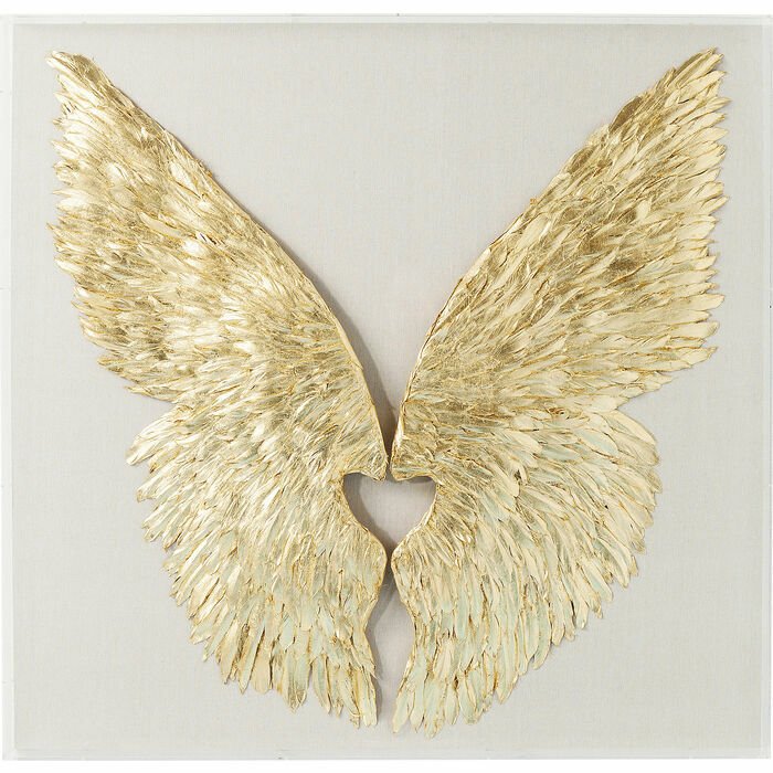 Wings Gold White Duvar Objesi 120x120cm