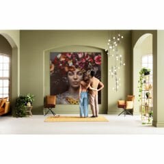 Flower Art Lady Canvas Resim 200x200cm