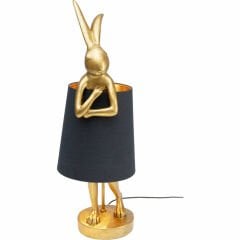 Animal Rabbit Gold Black Poliresin Masa Lambası