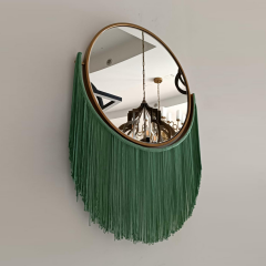 Modern İp Püsküllü Ayna Yeşil