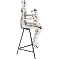Sitting Man Silver Alüminyum Masa Saati 12x31 cm