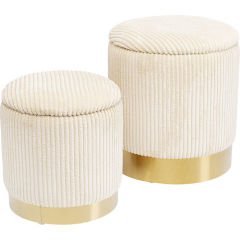 Stool Cherry Storage Cord 2'li Creme Tabure