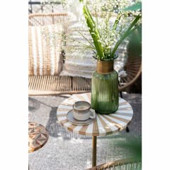 Side Table Domero Cirque Gold White Yan Sehpa