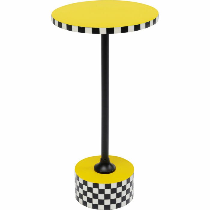 Side Table Domero Checkers Yellow Yan Sehpa
