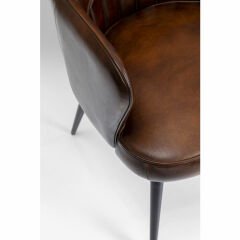 Chair with Armrest Rumba Leather Brown Sandalye