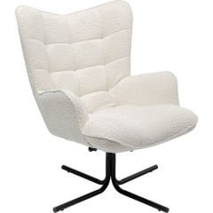 Swivel Armchair Oscar Boucle Cream Berjer