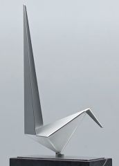 Origami Kuş Biblo Mermer Kaideli Çelik Siyah 36 Cm