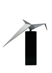 Origami Kuş Biblo Mermer Kaideli Çelik Siyah 28 Cm