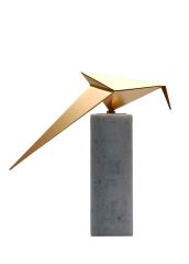 Origami Kuş Biblo Mermer Kaideli Çelik Beyaz 28 Cm
