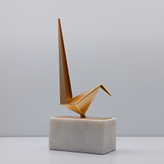 Origami Kuş Biblo Mermer Kaideli Çelik Beyaz 36 Cm