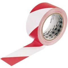 3M 767 Vinil Yer ve Güvenlik İşaretleme Bandı Kırmızı / Beyaz 50mm*33mt