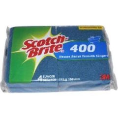 3M Scotch Brite 400 Hassas Banyo Temizlik Süngeri Mavi Renk 1 Paket / 4 adet sünger