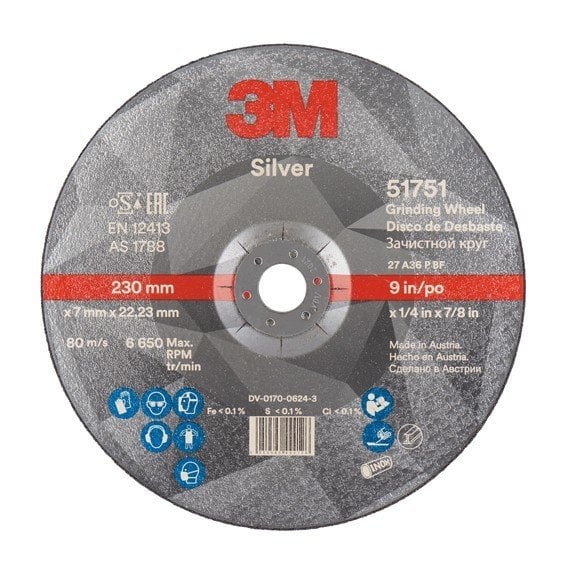 3M 51751 SILVER DCGW T27 230x7x22.23mm Taşlama Taşı  5 Adet