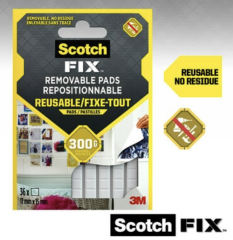 3M Scotch-FIX™ Çıkarılabilir Kare Yapıştırıcı 12,7mm*12,7mm 1 Paket / 64 Kare