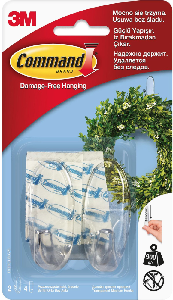 3M Command 17091 Orta Boy Şeffaf Askı 1 Paket