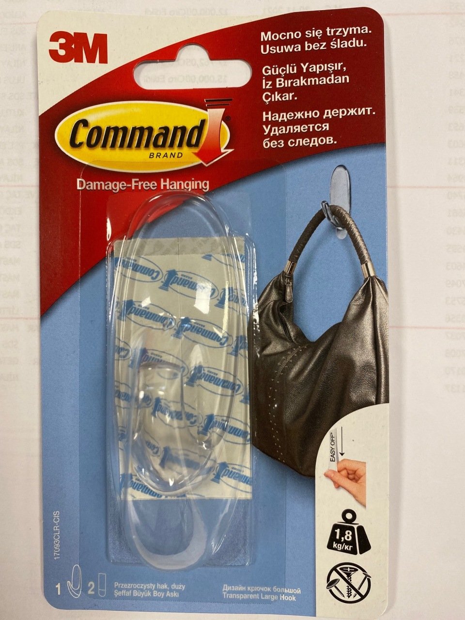 3M Command 17093 Büyük Şeffaf Askı 1 Paket