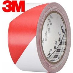 3M 767 Vinil Yer ve Güvenlik İşaretleme Bandı Kırmızı / Beyaz 50mm*33mt 1 Koli / 24 Rulo