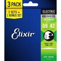 Elixir 09-42 Optiweb Ekonomik 3'lü Set Elektro Gitar Teli (16550)
