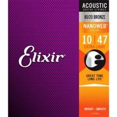 Elixir 010-047 Nanoweb Bronz Akustik Gitar Teli (11002)