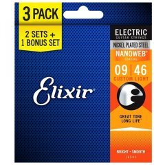 Elixir 09-46 Nanoweb Ekonomik 3'lü Set Elektro Gitar Teli (16541)