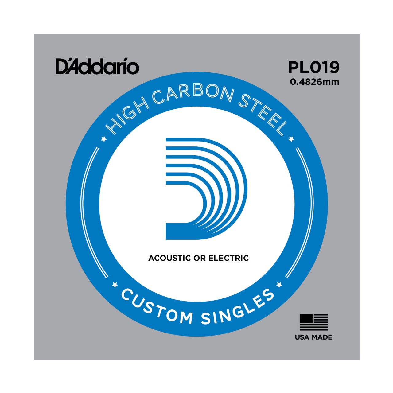 Daddario PL019 Elektro Ve Akustik Tek Tel G Sol High Carbon Steel 0.019