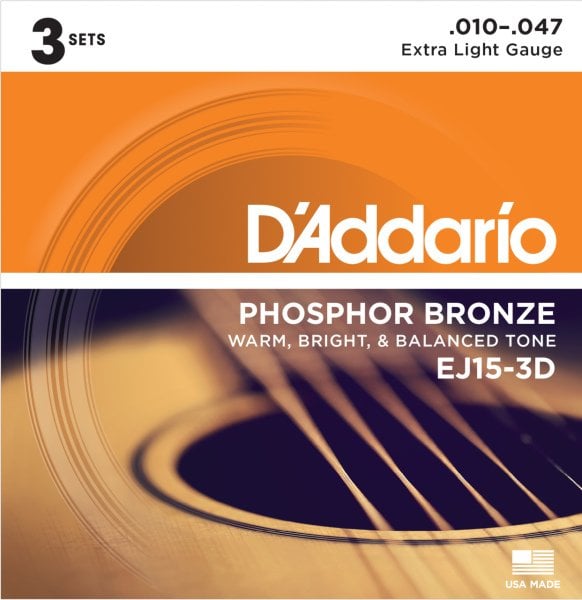 Daddario EJ153D 3 Paket Akustik Gitar Tel Seti