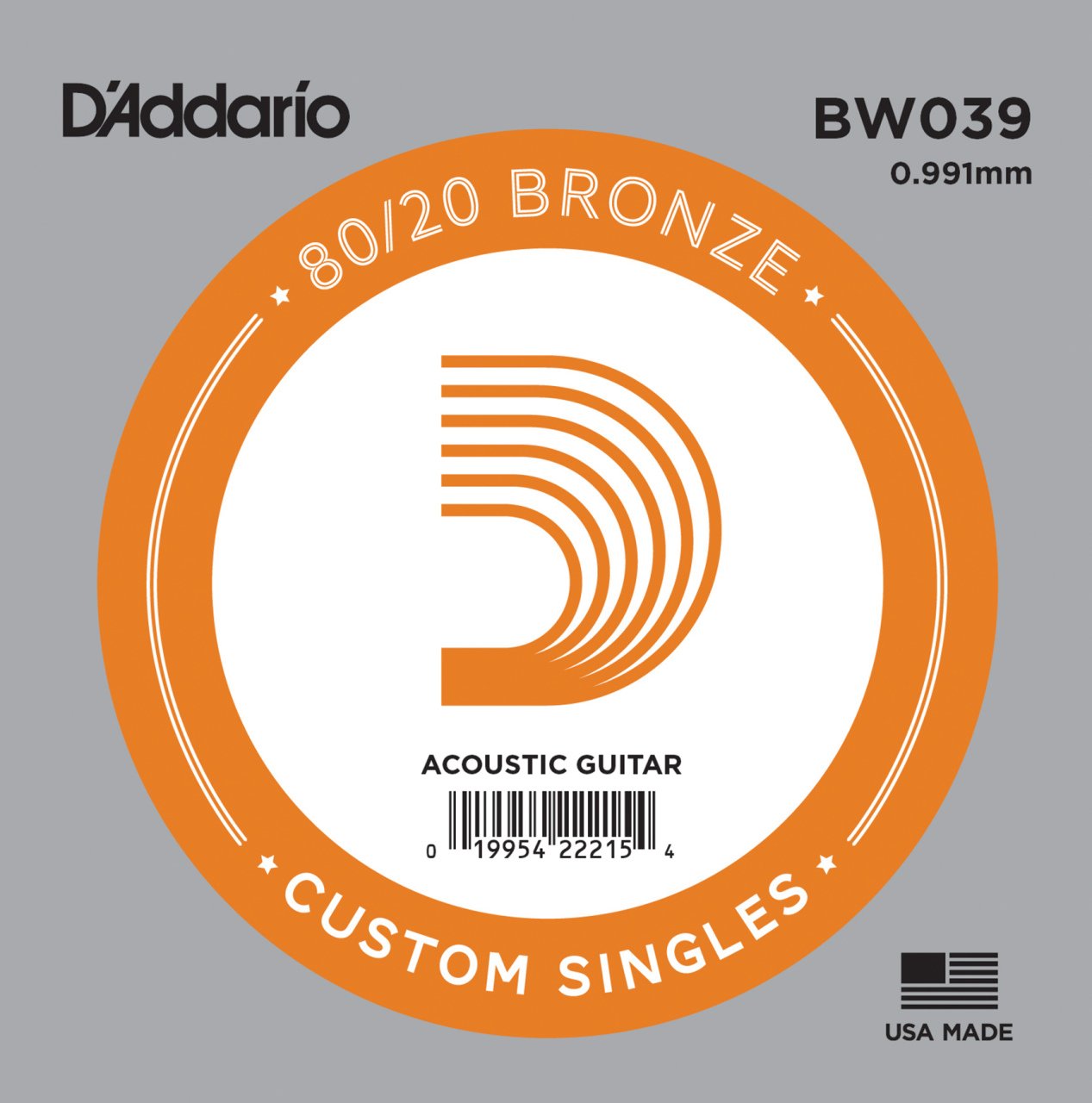 Daddario BW039 Akustik Tek Tel Bronze (La)