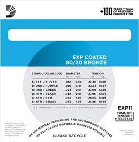 Daddario EXP11 Akustik Tel Set Extra Light (.012) Coated