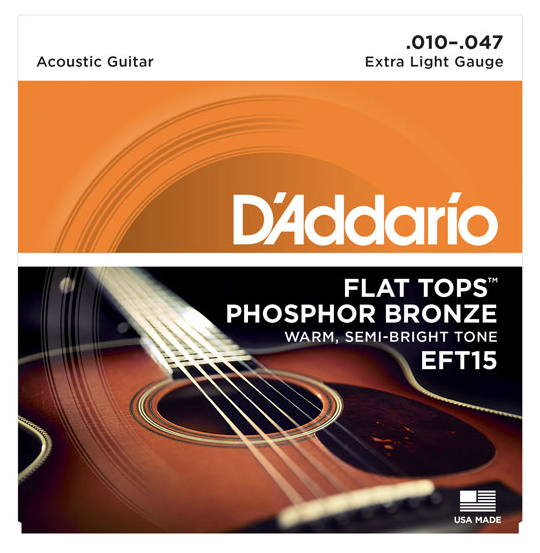Daddario EFT15 Akustik Tel Set Flat Extra Light (.010) Zımparalı