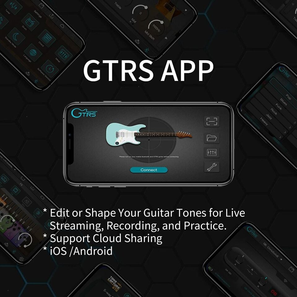GTRS W800PBK Headless Multiscale Smart Gitar