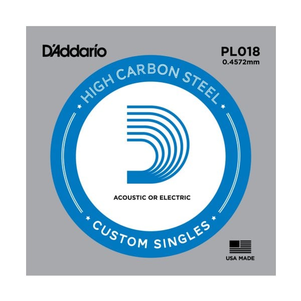 Daddario PL018 Elektro Tek Tel Plain Steel 018