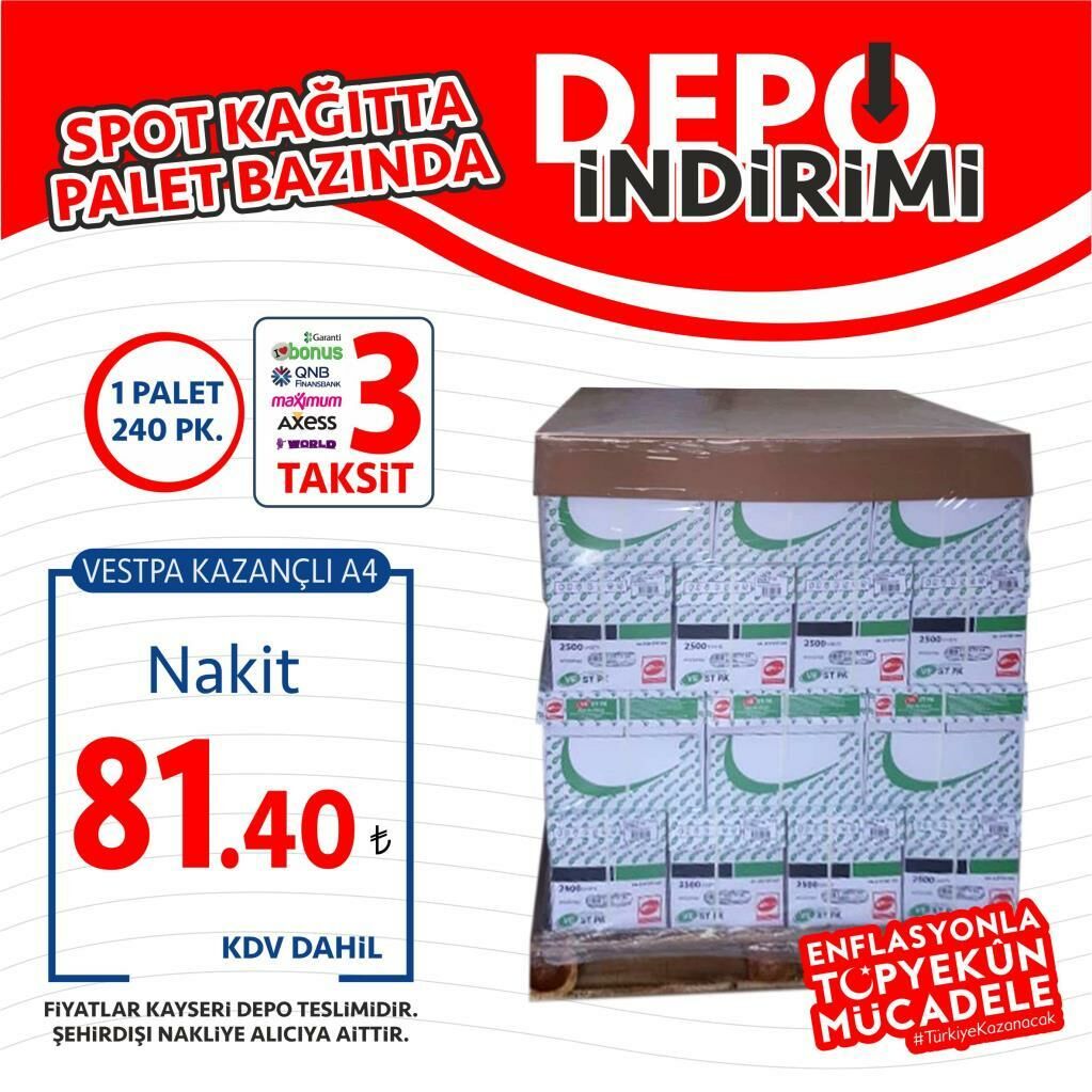 VESTPA FOTOKOPI KAGIDI A4 80gr 1 PALET=240PK
