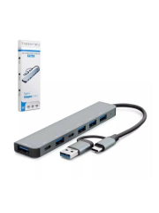 GABBLE GAB-TY701 TYPE-C HUB 2xTYPE-C 4xUSB 7IN1 GR