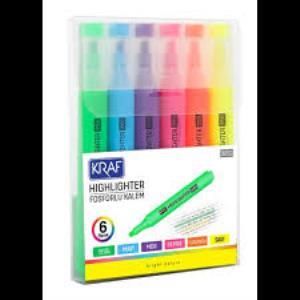 KRAF FOSFORLU KALEM TRIO BRIGHT COLORS 315 6 LI
