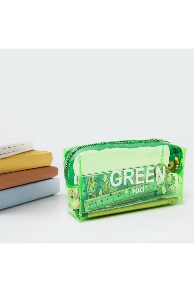 VUKI SEFFAF KALEM CANTASI YESIL VK-0096-07