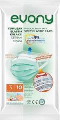 EVONY CERRAHI MASKE 3 KATLI YUMUSAK ELASTIK 10LU