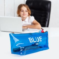 VUKI SEFFAF KALEM CANTASI UCGEN MAVI VK-0115-03